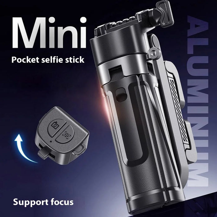 P25T Portable Selfie Stick Adjustable Zoom Bluetooth-Compatible Remote Control Extendable Bracket with 2 Square Lights - Black - 3