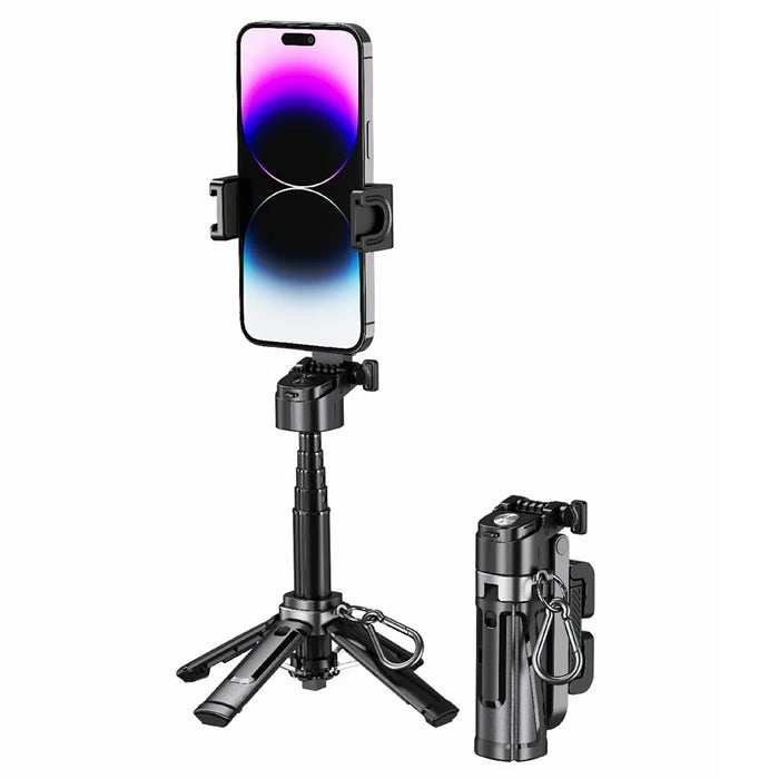 P25 Portable Travel Handheld Phone Selfie Stick Extendable Anti Shake Four-Legged Bracket - Black - 1