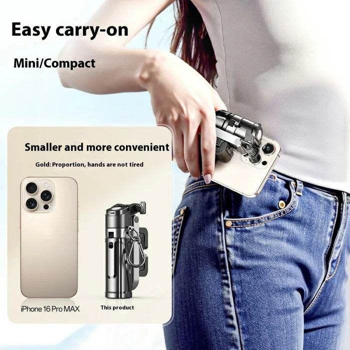 P25 Portable Travel Handheld Phone Selfie Stick Extendable Anti Shake Four-Legged Bracket - Black - 2