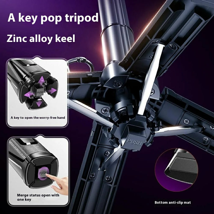 P25 Portable Travel Handheld Phone Selfie Stick Extendable Anti Shake Four-Legged Bracket - Black - 3