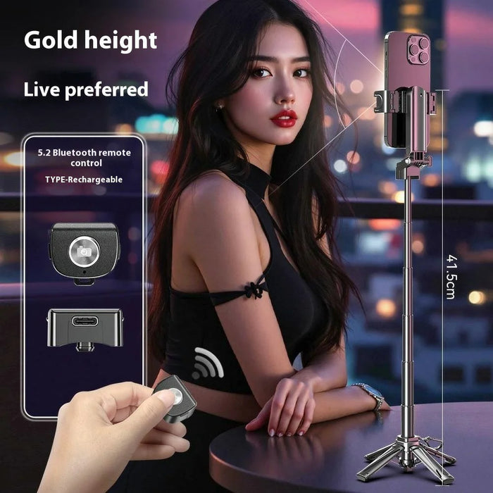P25 Portable Travel Handheld Phone Selfie Stick Extendable Anti Shake Four-Legged Bracket - Black - 6