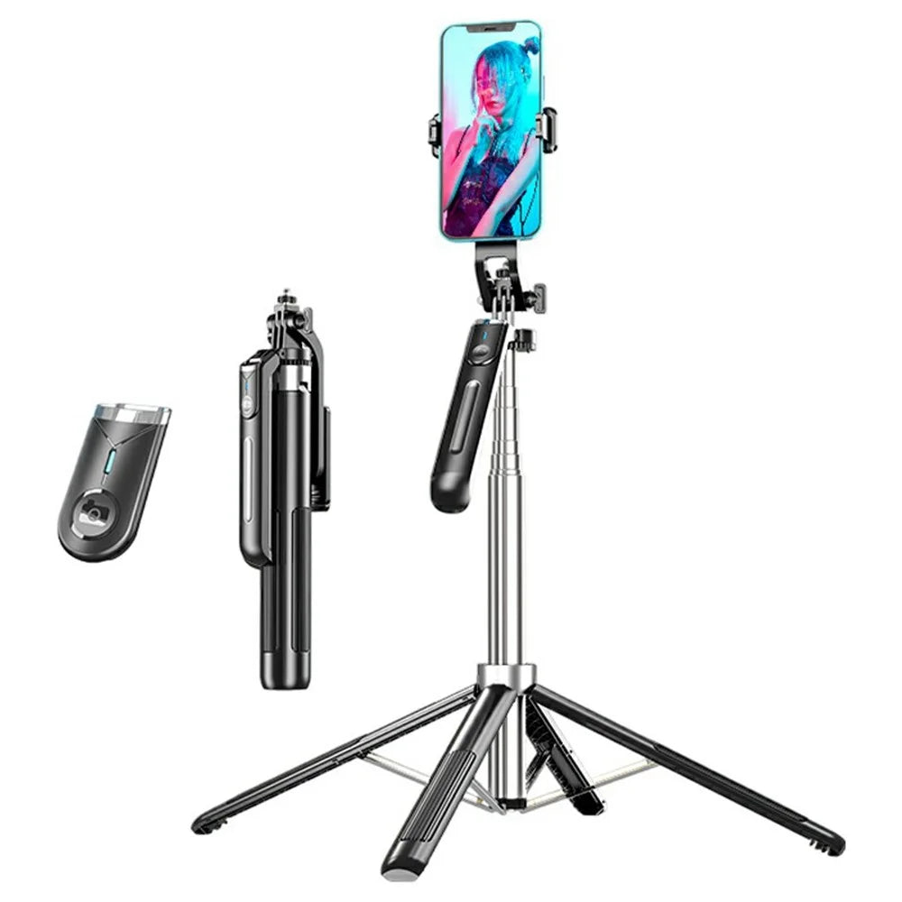 P190 Live Streaming Phone Selfie Stick Bluetooth-Compatible Extendable Floor Stand Four-Leg Bracket - 1