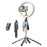 P190 Phone Selfie Stick Bluetooth-Compatible Extendable Floor Stand Four-Leg Bracket with 10 Inch Ring Light - 1