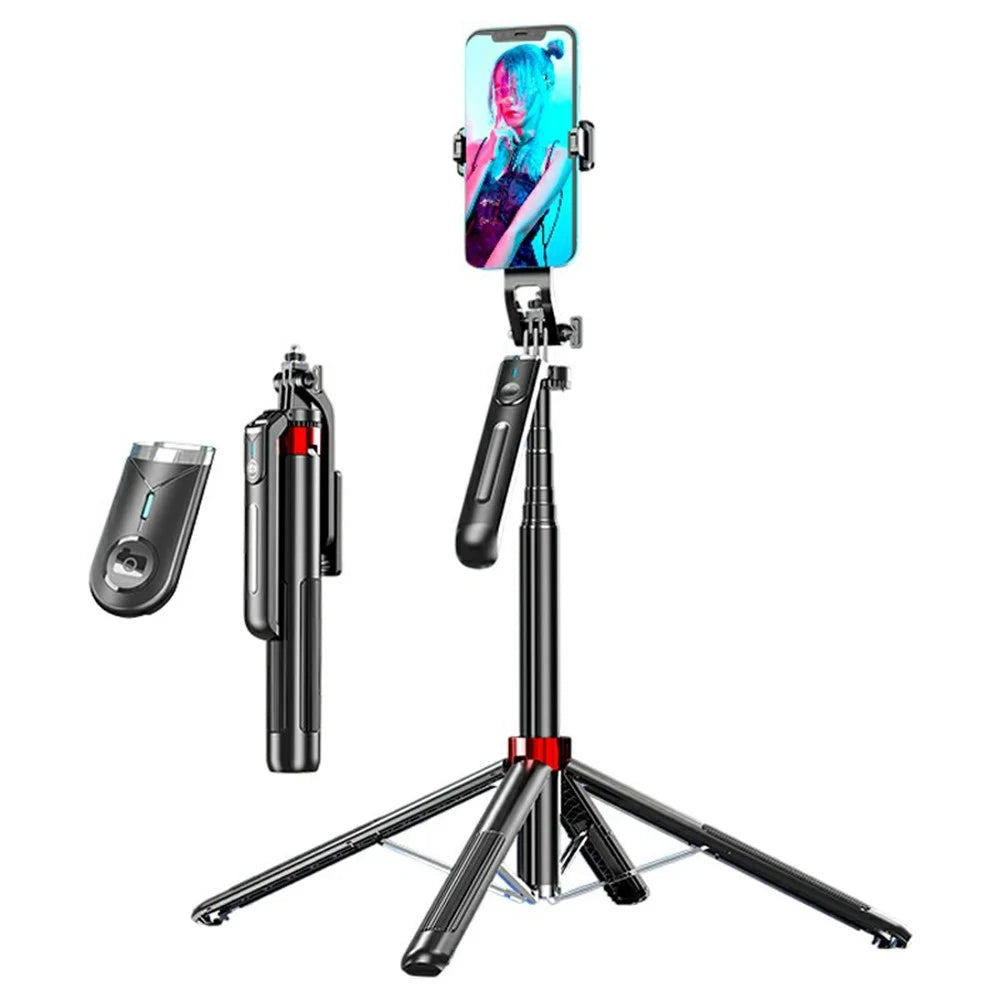 P195 Bluetooth-Compatible Selfie Stick Extendable Phone Stand Four-Leg Bracket - 1