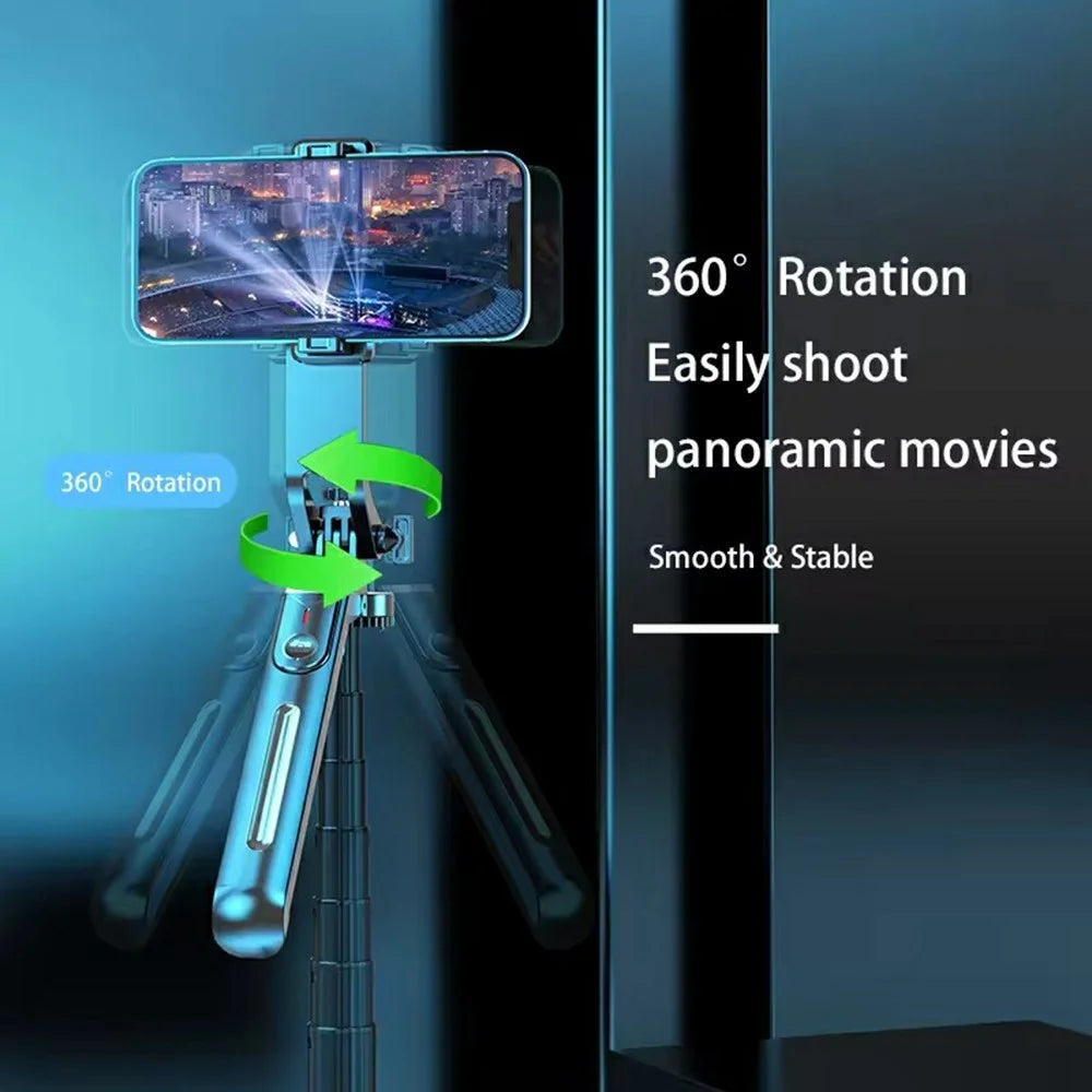 P195 Bluetooth-Compatible Selfie Stick Extendable Phone Stand Four-Leg Bracket with 1 Square Fill Light - 5