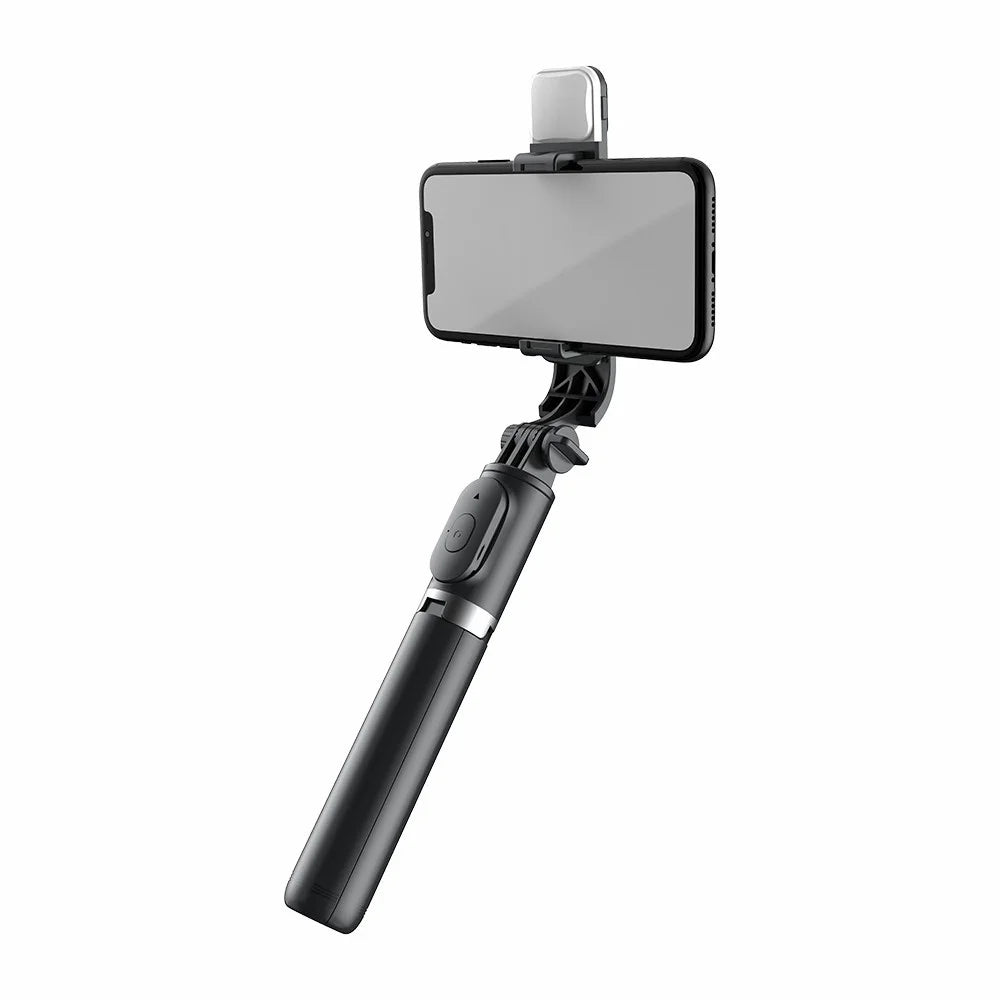 Q02s 1045mm Rod LED Light Bluetooth-compatible Tripod Selfie Stick - Black - 2