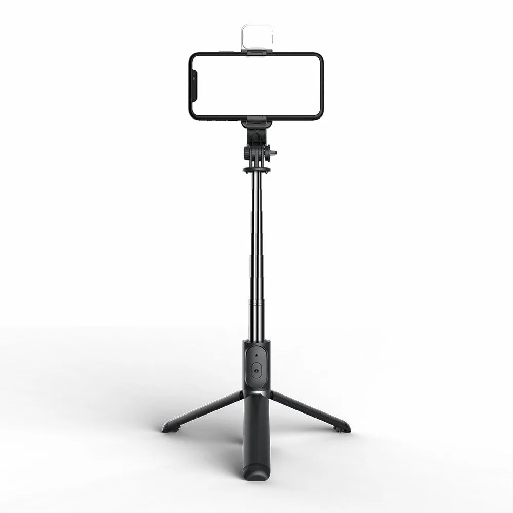 Q02s 1045mm Rod LED Light Bluetooth-compatible Tripod Selfie Stick - Black - 3