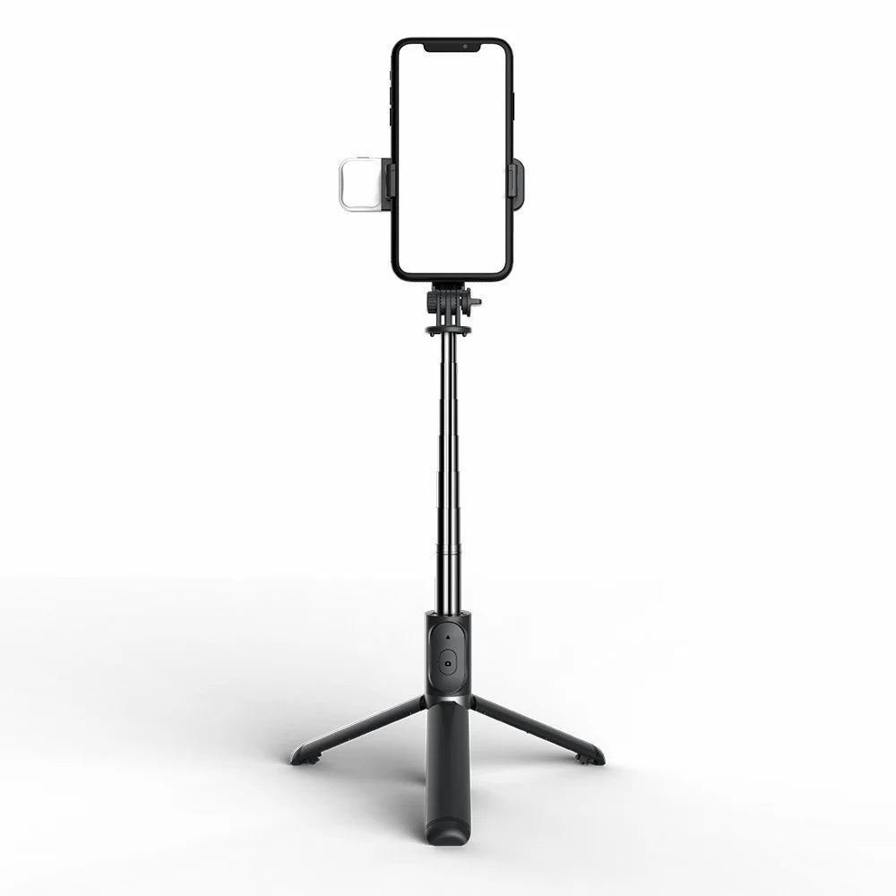 Q02s 1045mm Rod LED Light Bluetooth-compatible Tripod Selfie Stick - Black - 5