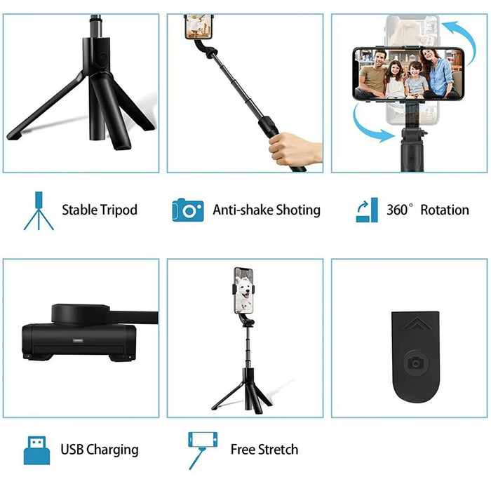 H5 Single Axis Stabilizer Smartphone Gimbal Extendable Selfie Stick Tripod with Bluetooth-Compatible Shutter - Black - 7