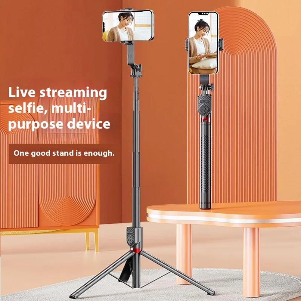 P100TK Anti Shake Phone Tripod Stand Retractable Bluetooth-compatible Selfie Stick with Dual Square Fill Light - 6