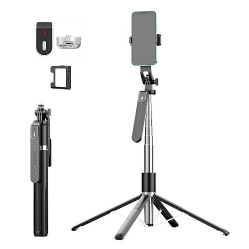 P180MAX Single V1 Fill Light Phone Selfie Stick 2.2m Extendable Live Streaming Foldable 4-Leg Stand - 1