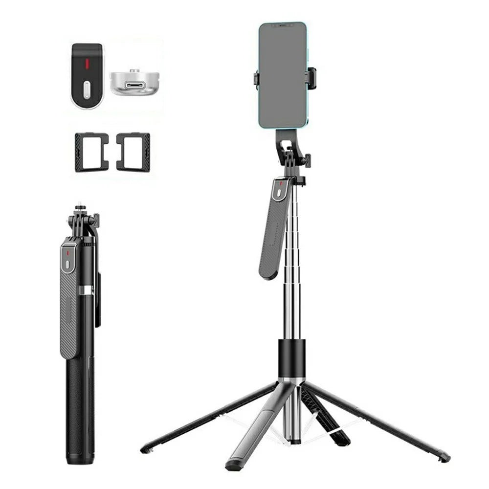 P180MAX Dual V2 Fill Light Phone Selfie Stick 2.2m Extendable Live Streaming Foldable 4-Leg Stand - 1