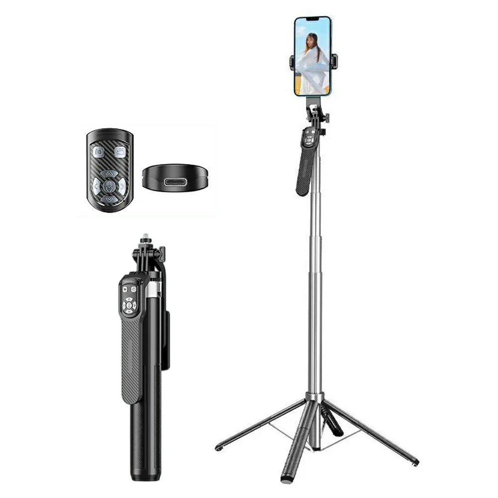 P180TK Phone Selfie Stick Bluetooth-Compatible TikTok Remote Control Extendable Aluminum Alloy Stand - 1