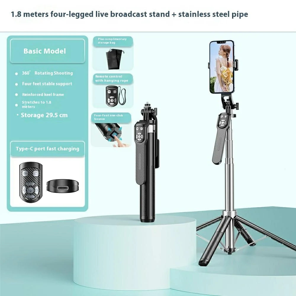 P180TK Phone Selfie Stick Bluetooth-Compatible TikTok Remote Control Extendable Aluminum Alloy Stand - 2