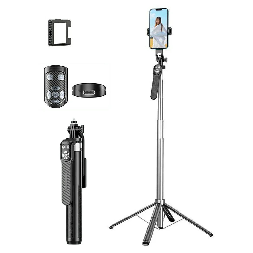 P180TK Phone Selfie Stick Bluetooth-Compatible TikTok Remote Control Extendable Stand with 1 Fill Light - 1