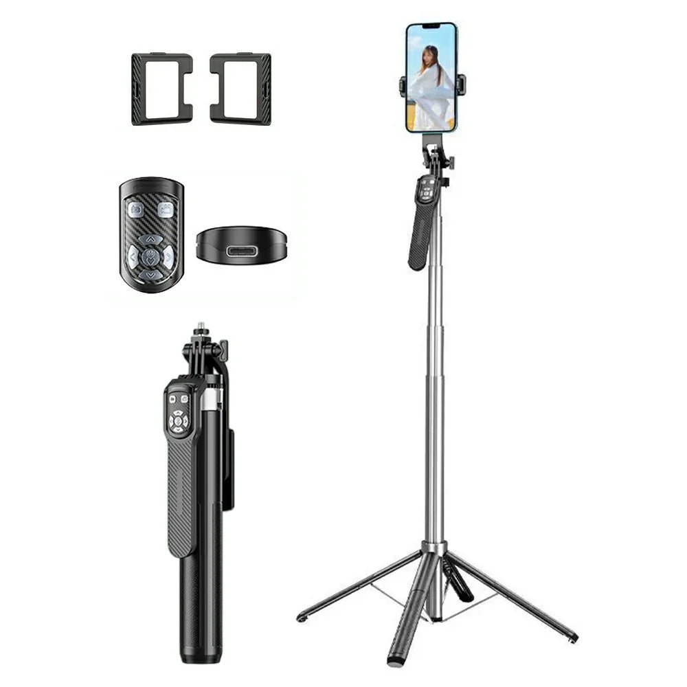 P180TK Phone Selfie Stick Bluetooth-Compatible TikTok Remote Control Extendable Stand with 2 Fill Lights - 1