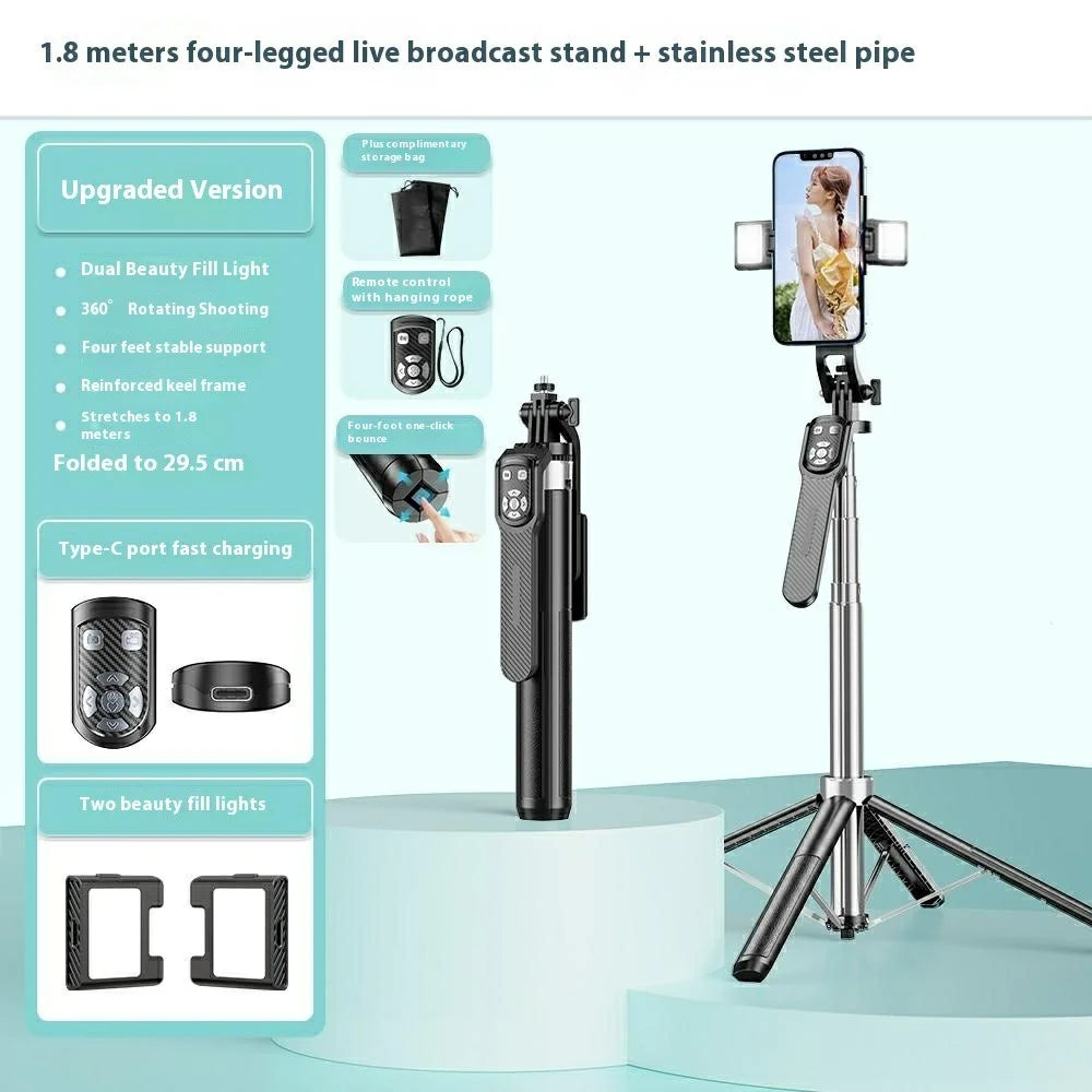 P180TK Phone Selfie Stick Bluetooth-Compatible TikTok Remote Control Extendable Stand with 2 Fill Lights - 2