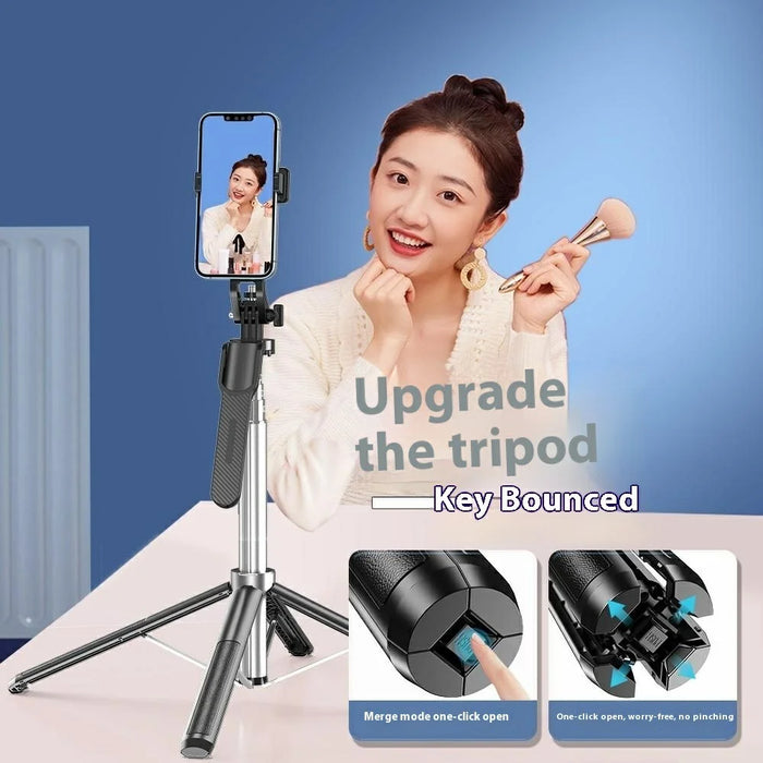 P180TK Phone Selfie Stick Bluetooth-Compatible TikTok Remote Control Extendable Stand with 1 Square Fill Light - 4