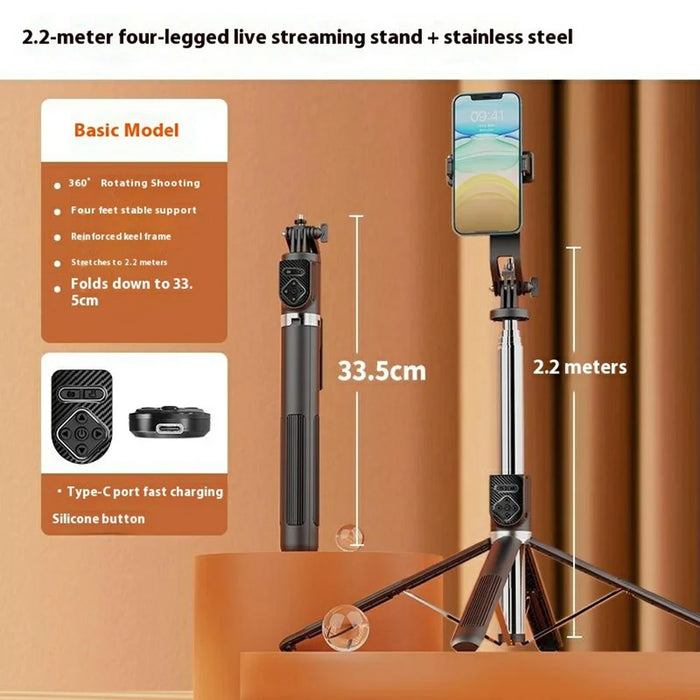 P230TK Bluetooth-Compatible Selfie Stick Smartphone Anti Shake Extendable Live Streaming Stand - 2
