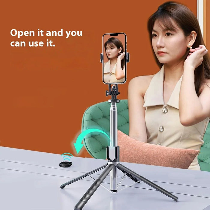 P230TK Dual V2 Fill Light Bluetooth-Compatible Selfie Stick Smartphone Anti Shake Extendable Live Streaming Stand - 7
