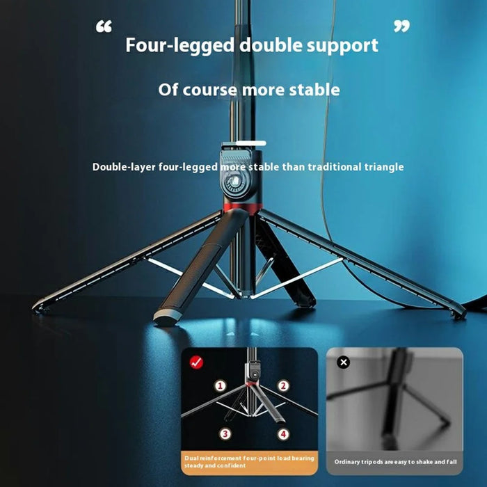 P225 Aluminum Alloy Portable Travel Selfie Stick Smartphone Extendable Bluetooth-Compatible Remote Control Stand - 2