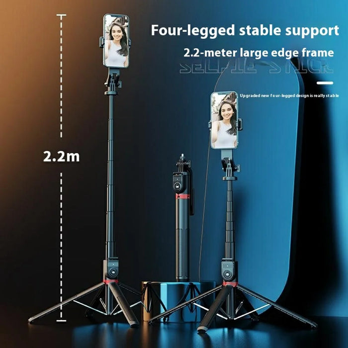 P225 Aluminum Alloy Portable Travel Selfie Stick Smartphone Extendable Bluetooth-Compatible Remote Control Stand - 7
