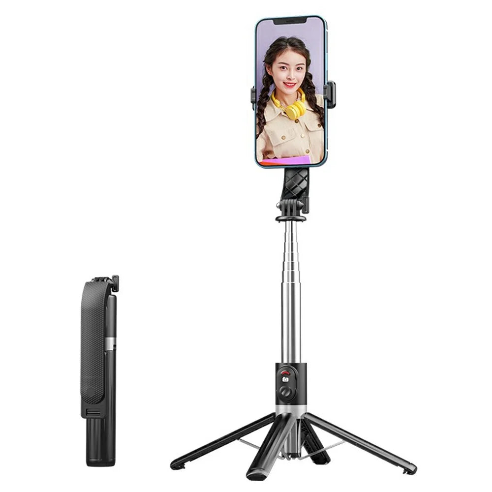 P06max 140cm Extendable Selfie Stick Smartphones Bluetooth-Compatible Remote Control Stand - Black - 1