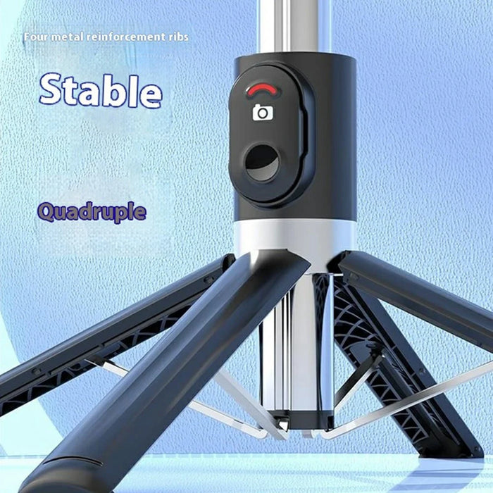 P06max Single V1 Fill Light 140cm Extendable Selfie Stick Smartphones Bluetooth-Compatible Remote Control Stand - Black - 3