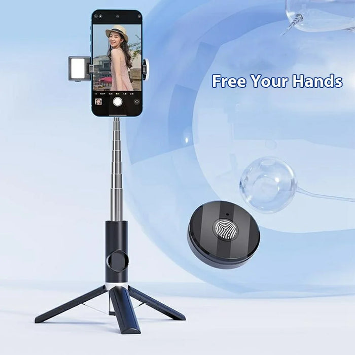P12S Portable Bluetooth-Compatible Remote Control Selfie Stick Smartphones Extendable Tripod with 1 Fill Light - 5