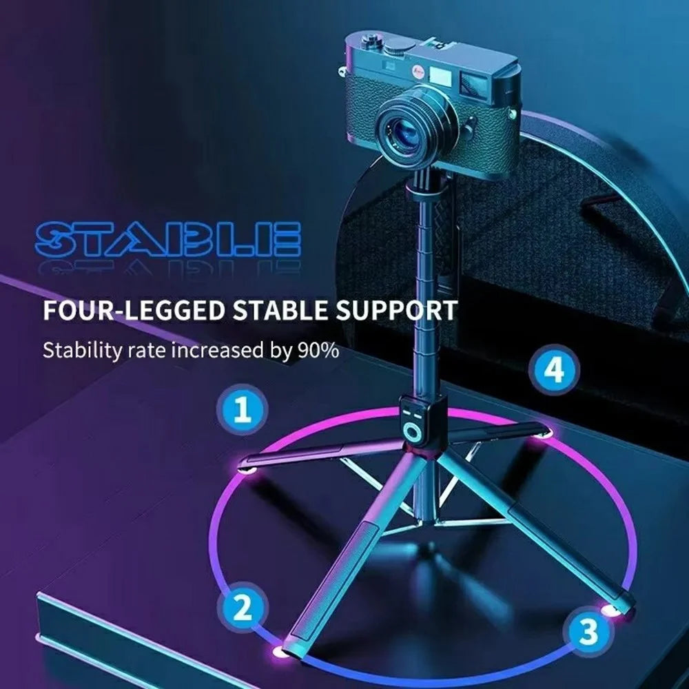 P225TK Single V1 Fill Light Portable Phone Selfie Stick Extended Aluminum Alloy Stand with TikTok Remote Control - 3