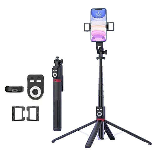 P225TK Dual V2 Fill Light Portable Phone Selfie Stick Extended Aluminum Alloy Stand with TikTok Remote Control - 1