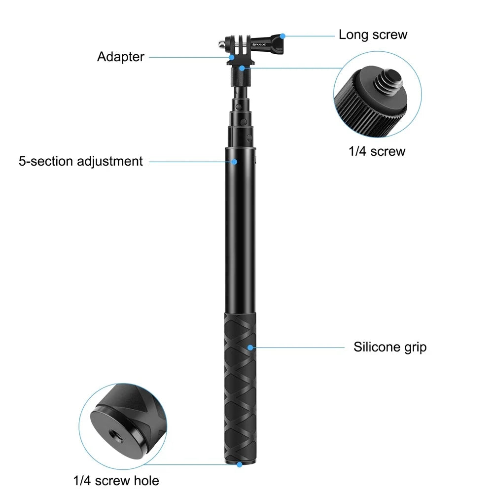 PULUZ PU815 113.5cm Bullet Time Invisible Selfie Stick for Insta360 ONE RS / X3 / X2 Extension Rod - 3