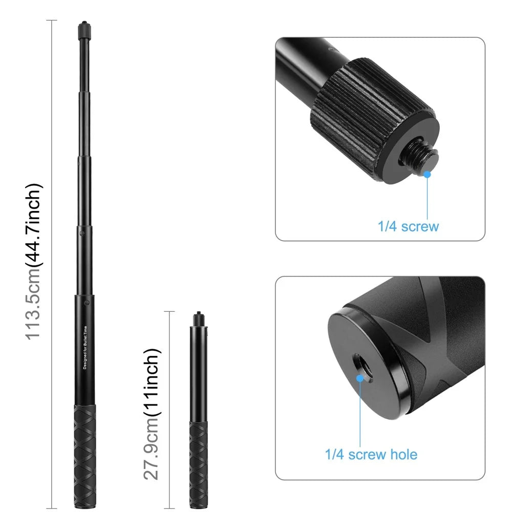 PULUZ PU815 113.5cm Bullet Time Invisible Selfie Stick for Insta360 ONE RS / X3 / X2 Extension Rod - 7