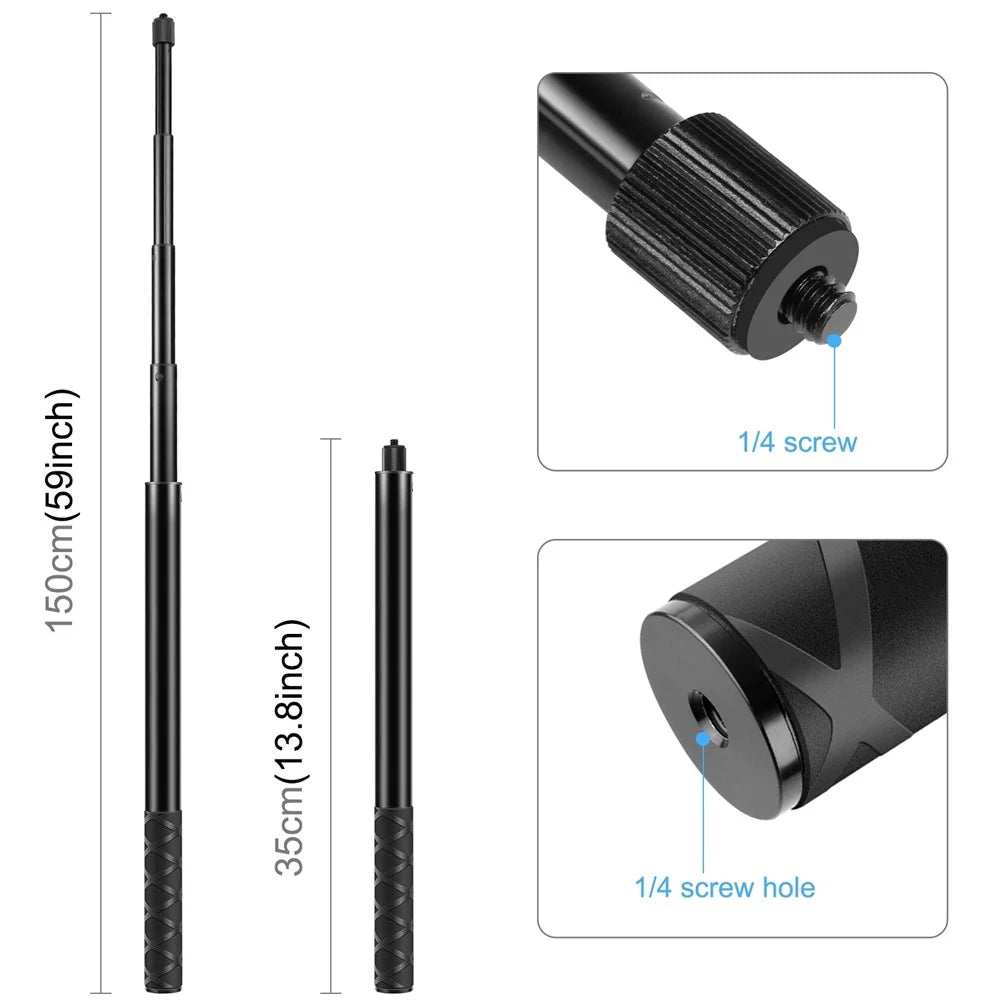 PULUZ PU816 150cm Bullet Time Invisible Selfie Stick for Insta360 ONE RS / X3 / X2 Extension Rod - 7