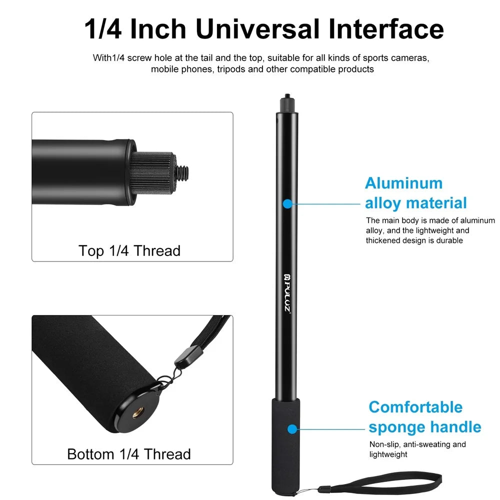 PULUZ PU641B 200cm Bullet Time Invisible Selfie Stick for Insta360 ONE RS / X3 / X2 Extension Rod with Hand Strap - 3