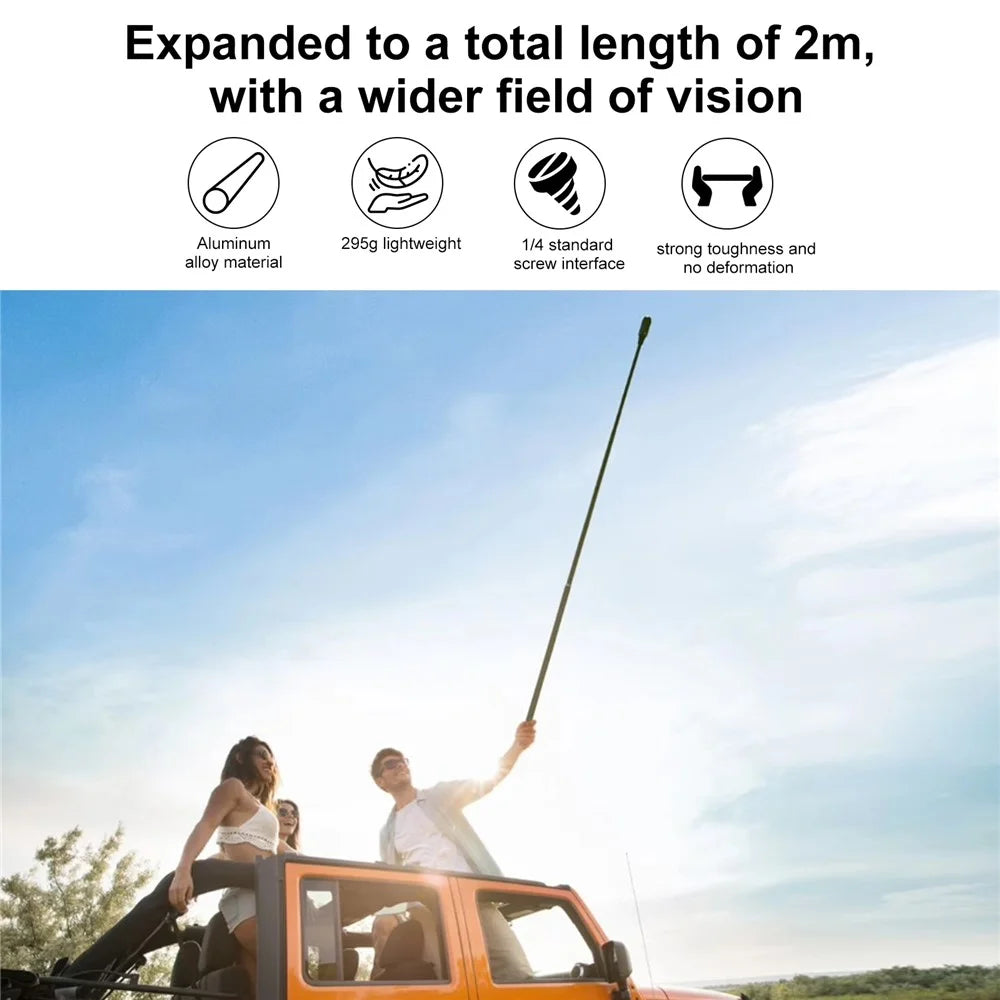 PULUZ PU641B 200cm Bullet Time Invisible Selfie Stick for Insta360 ONE RS / X3 / X2 Extension Rod with Hand Strap - 6