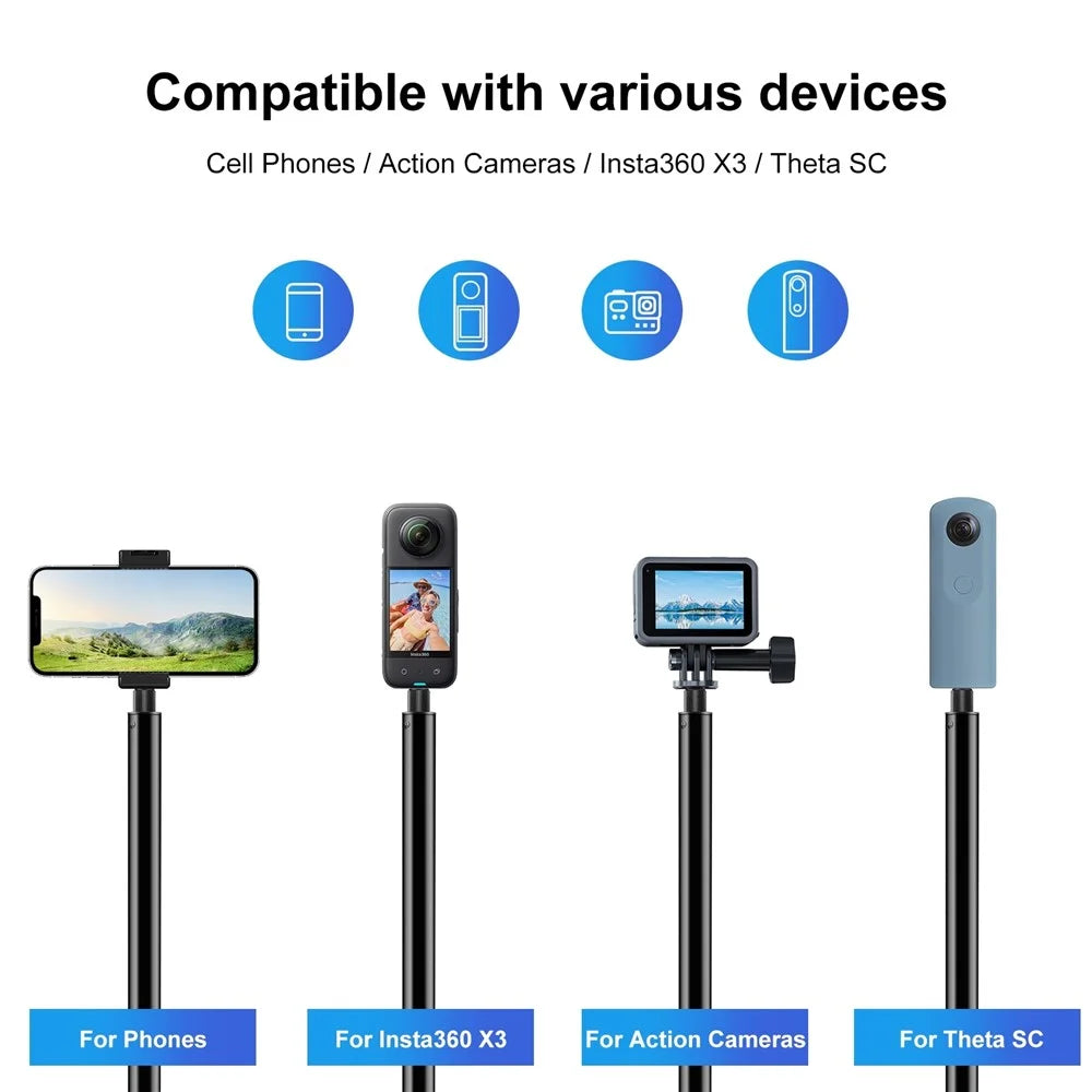 PULUZ PU642B 300cm Bullet Time Invisible Selfie Stick for Insta360 ONE RS / X3 / X2 Extension Rod with Hand Strap - 4