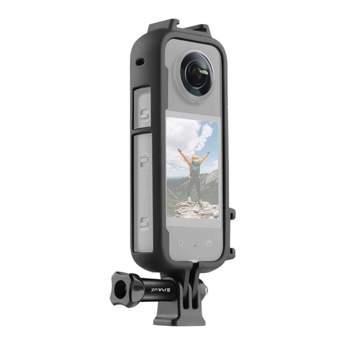 PULUZ PU809B For Insta360 X3 Action Camera Cold Shoe Mount Plastic Protective Frame with Adapter Base and Screw - 1