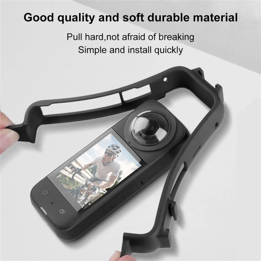 PULUZ PU809B For Insta360 X3 Action Camera Cold Shoe Mount Plastic Protective Frame with Adapter Base and Screw - 3