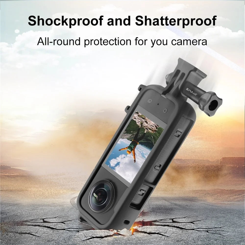 PULUZ PU809B For Insta360 X3 Action Camera Cold Shoe Mount Plastic Protective Frame with Adapter Base and Screw - 4