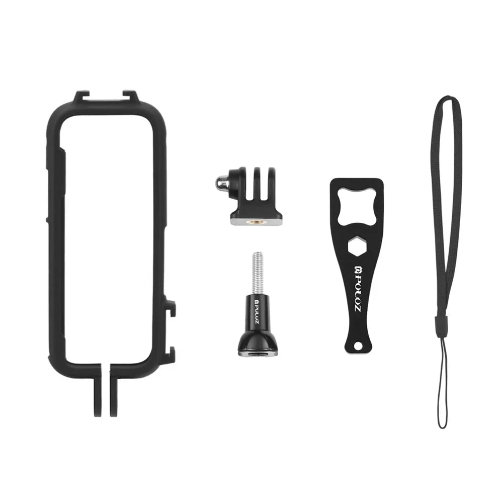 PULUZ PU809B For Insta360 X3 Action Camera Cold Shoe Mount Plastic Protective Frame with Adapter Base and Screw - 7