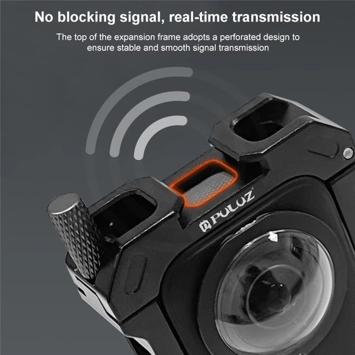PULUZ PU805B For Insta360 X3 Aluminum Alloy Rabbit Cage Housing Frame with Expand Cold Shoe Mount - 5