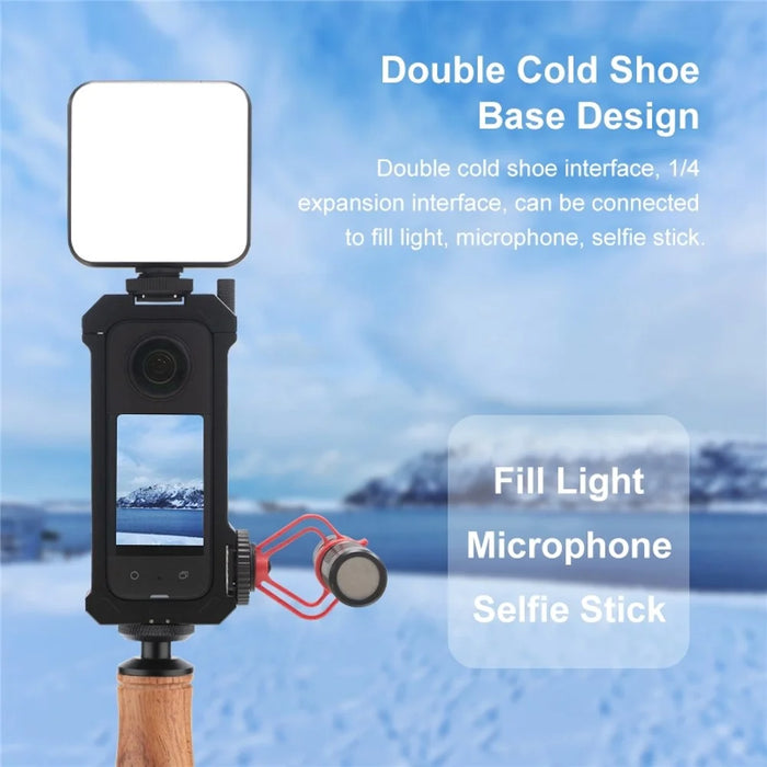 PULUZ PU805B For Insta360 X3 Aluminum Alloy Rabbit Cage Housing Frame with Expand Cold Shoe Mount - 6