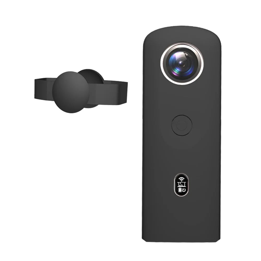 PULUZ PU585 For Ricoh Theta SC2 Camera Silicone Protective Case with Lens Cover - Black - 1