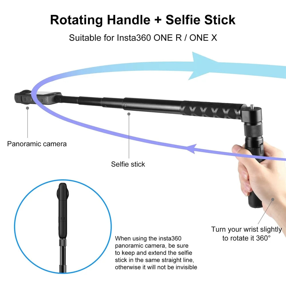 PULUZ PU886B For Insta360 X3 Bullet Time Handle Tripod Rotating Grip Desktop Stand Action Camera Selfie Stick - 6