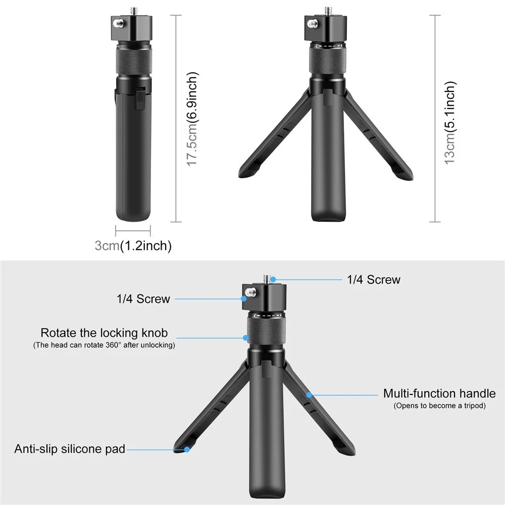 PULUZ PU886B For Insta360 X3 Bullet Time Handle Tripod Rotating Grip Desktop Stand Action Camera Selfie Stick - 7