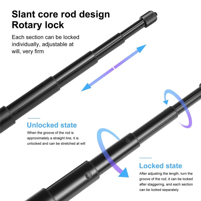 PULUZ PU887B For Insta360 X3 Handle Tripod Bullet Time Rotating Desktop Stand with 110cm Selfie Stick Kit - 4