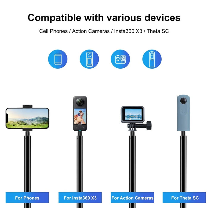 PULUZ PU887B For Insta360 X3 Handle Tripod Bullet Time Rotating Desktop Stand with 110cm Selfie Stick Kit - 6
