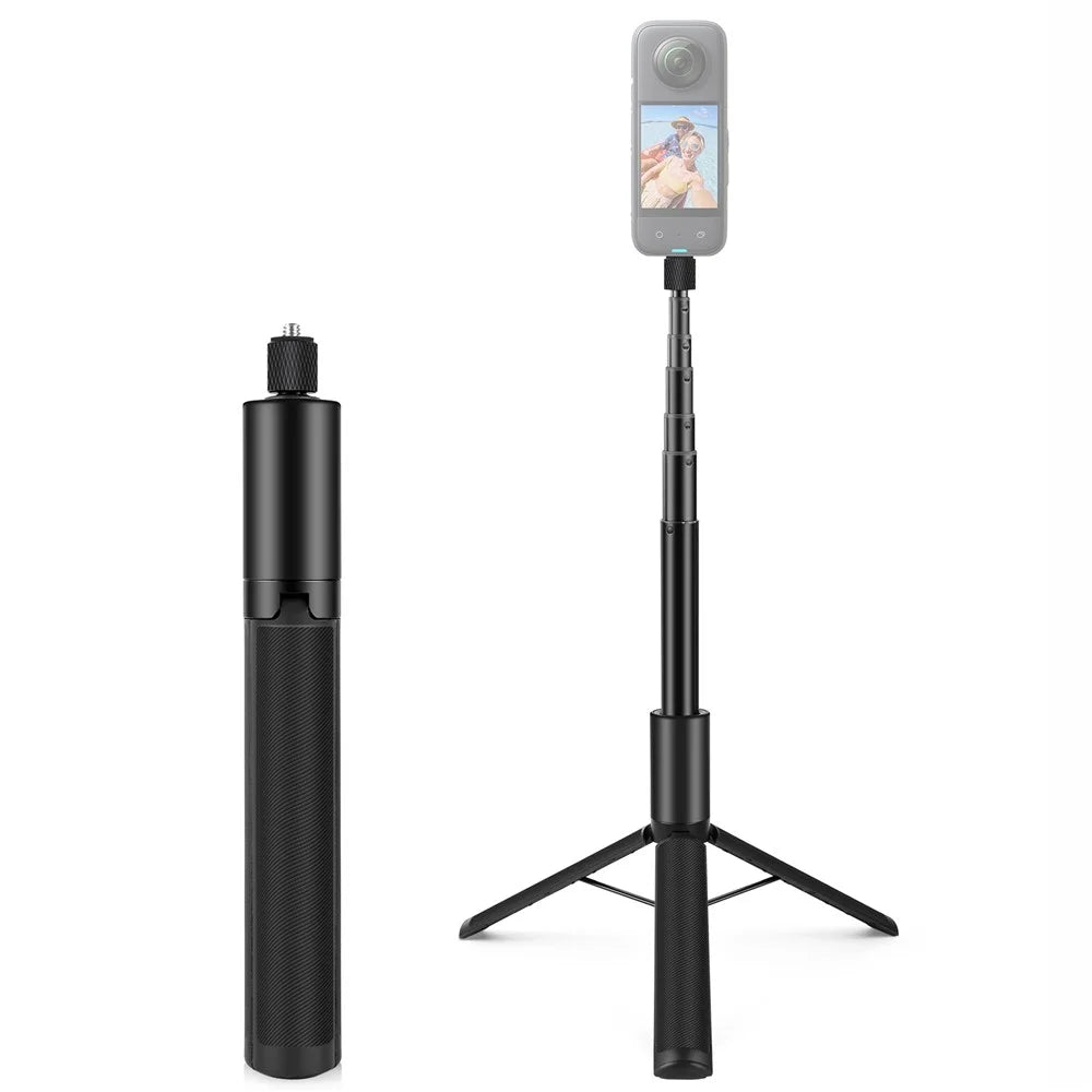 PULUZ PU497B For Insta360 X4 / X3 Panoramic Camera Selfie Stick Action Cameras Tripod Monopod - 1