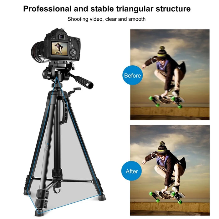PULUZ PU3096 Smartphone Camera Selfie Live Streaming Tripod Stand with Pan Tilt Head and Phone Clamp - 3